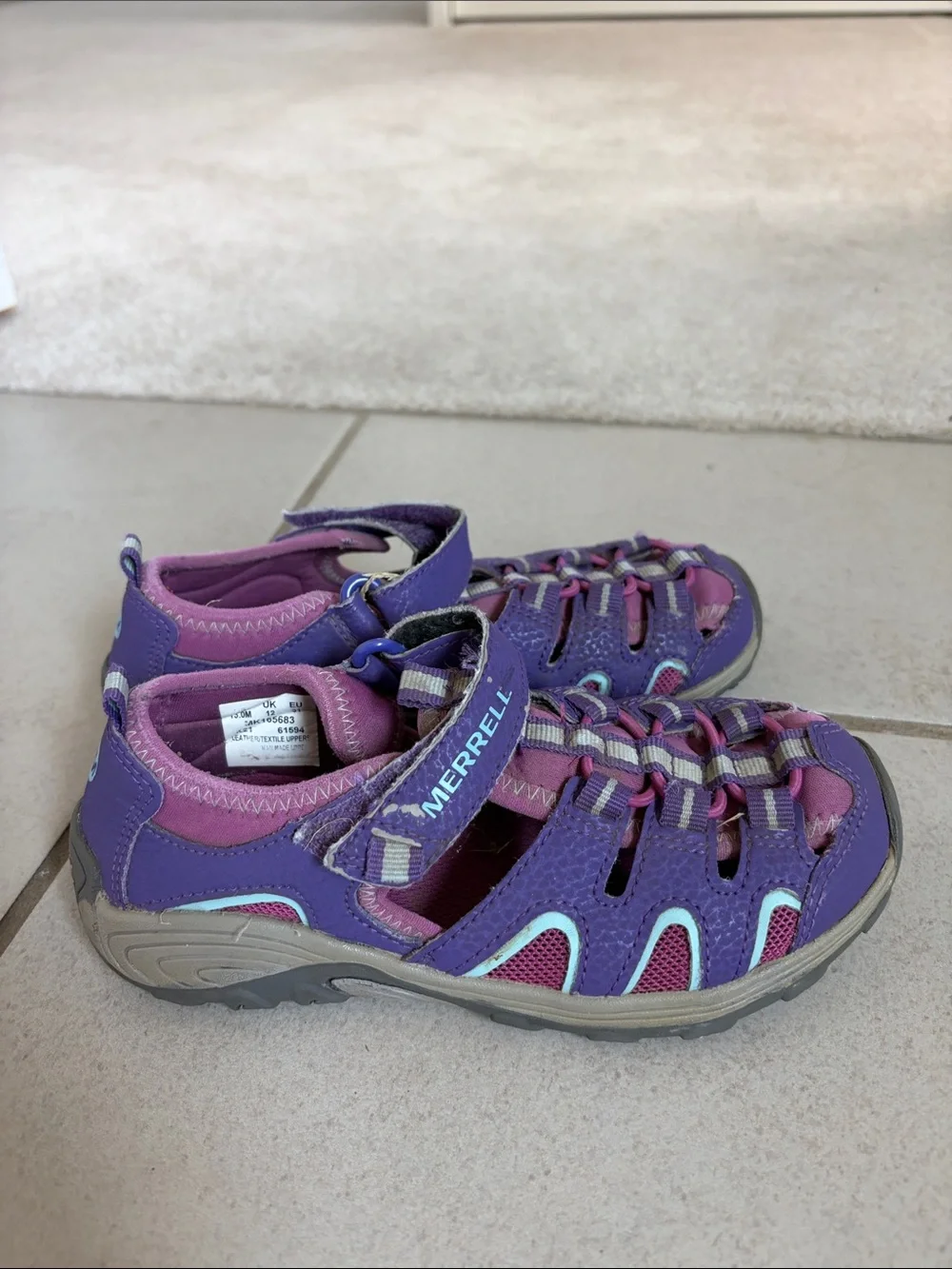Merrell Girls' Purple and Pink Closed-Toe Active Sandals